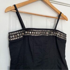 Sisley Black Cotton Linen Dress Removable Straps